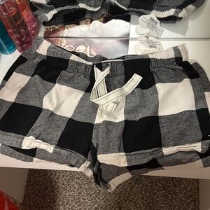 Plaid Black and White Medium Women's Shorts